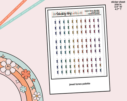 Rainbow Doodled Triple Bow Dividers Deco Small Size Stickers for any Planner or Insert
