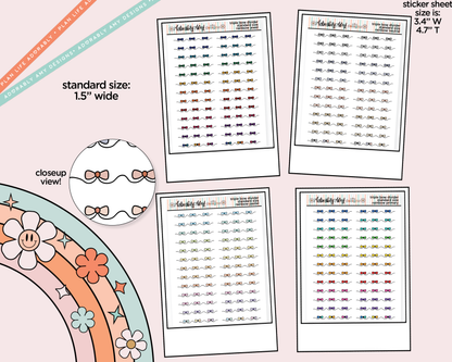 Rainbow Doodled Triple Bow Dividers Deco Standard Size Stickers for any Planner or Insert