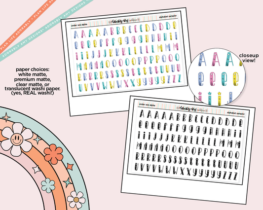 Under the Sea Alphabet Stickers Deco Typography Sampler Planner Stickers