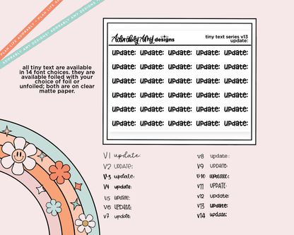 Foiled Tiny Text Series - Update: Checklist Size Planner Sticker Sheet - Adorably Amy Designs