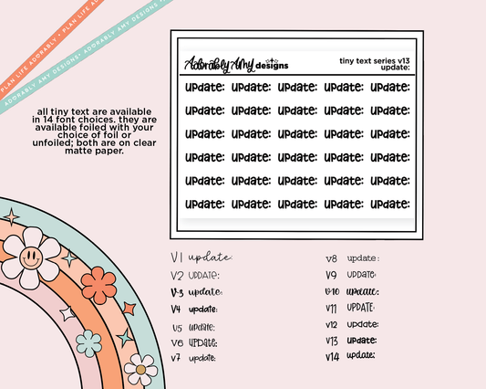 Foiled Tiny Text Series - Update: Checklist Size Planner Sticker Sheet - Adorably Amy Designs