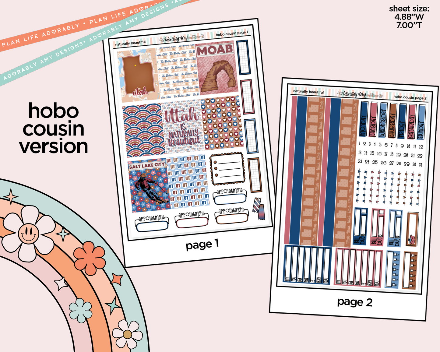 Hobonichi Cousin Weekly Utah is Naturally Beautiful Planner Sticker Kit for Hobo Cousin or Similar Planners (Copy)
