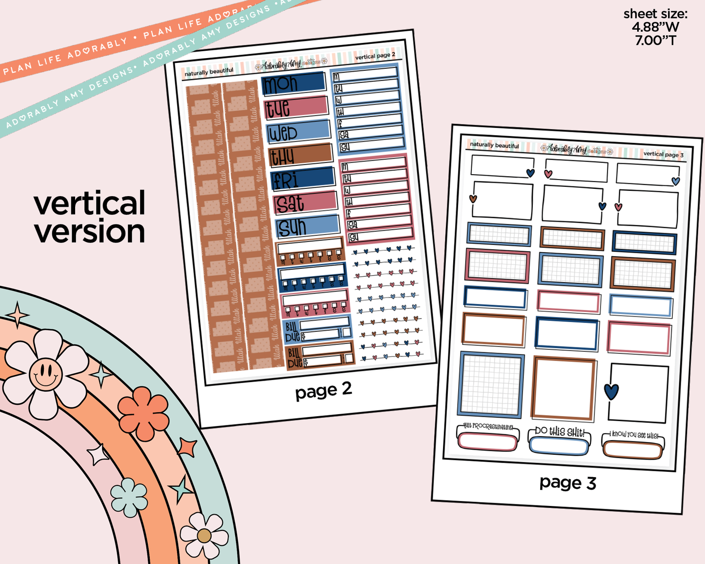 Vertical Utah is Naturally Beautiful Kit for Vertical Standard Size Planners or Insert