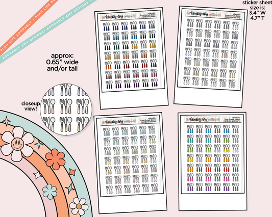 Rainbow Eating Utensils Doodled Icon Stickers