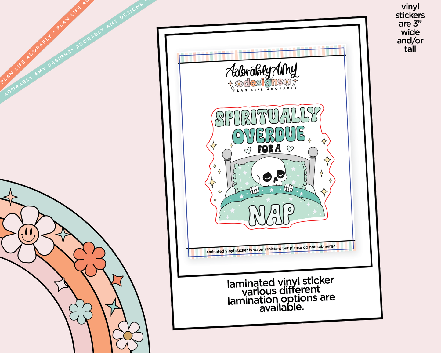 Laminated Vinyl Large Diecut Stickers - Spiritually Overdue for a Nap