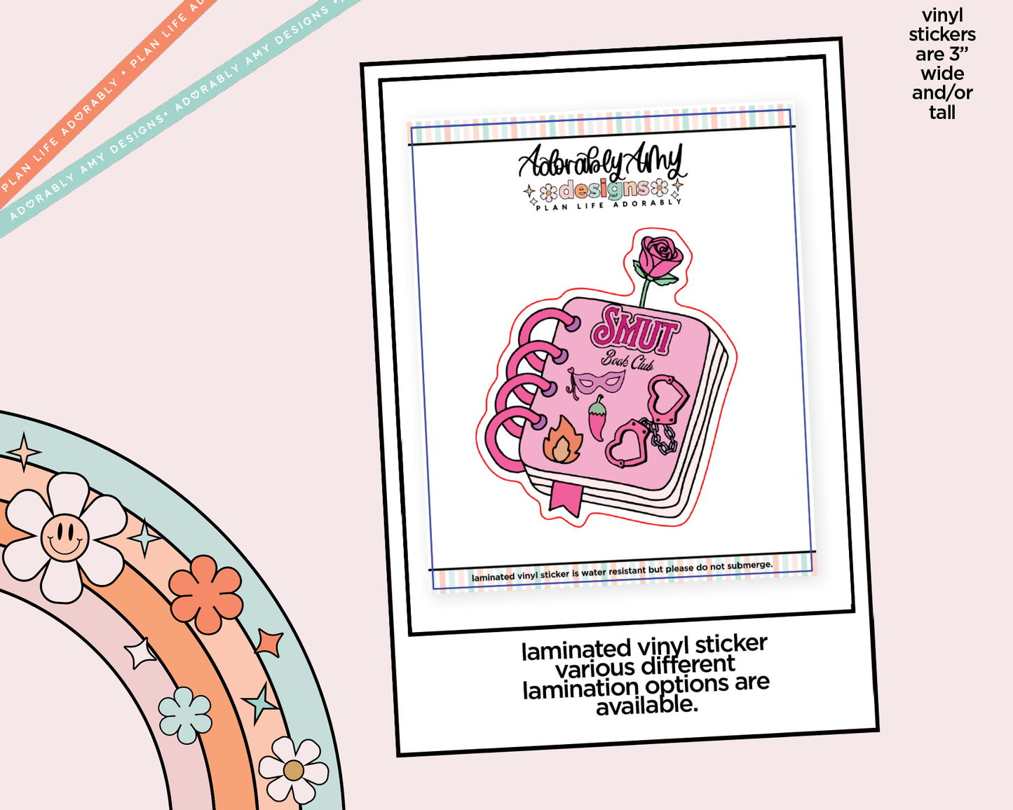 Laminated Vinyl Large Diecut Stickers - Smut Reader Book - Adorably Amy Designs