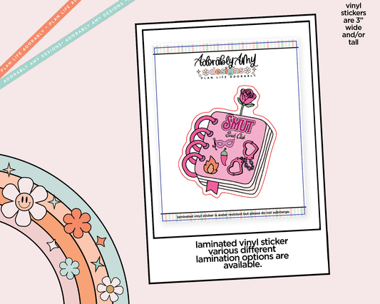 Laminated Vinyl Large Diecut Stickers - Smut Reader Book - Adorably Amy Designs
