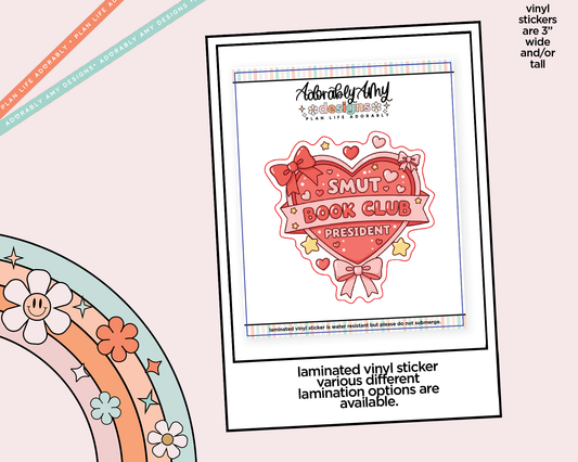Laminated Vinyl Large Diecut Stickers - Smut Book Club - Adorably Amy Designs