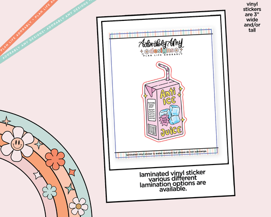 Laminated Vinyl Large Diecut Stickers - Anti Ice Juice - Adorably Amy Designs