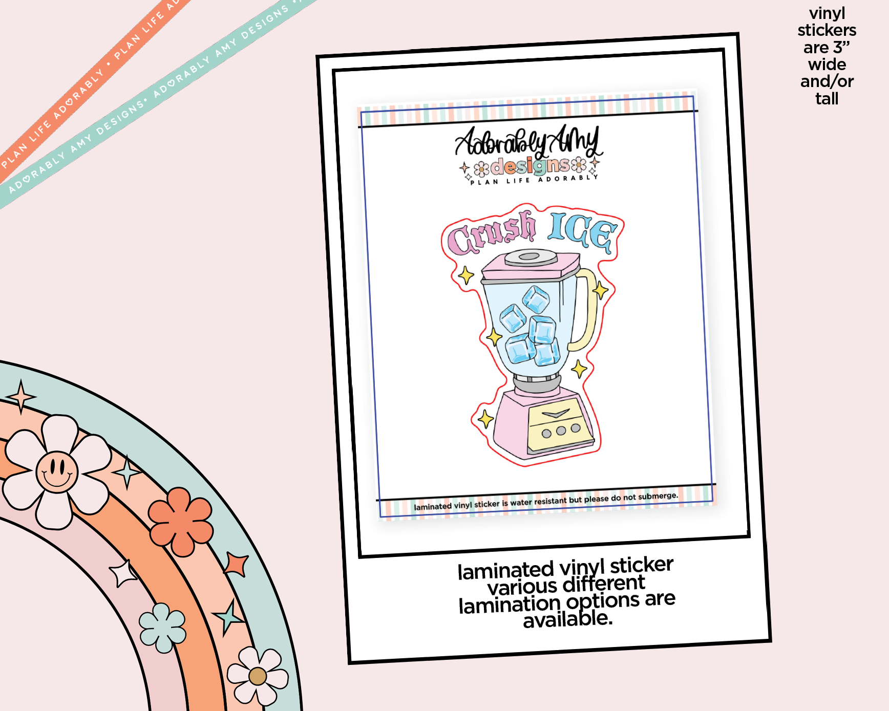 Laminated Vinyl Large Diecut Stickers - Crush Ice - Adorably Amy Designs