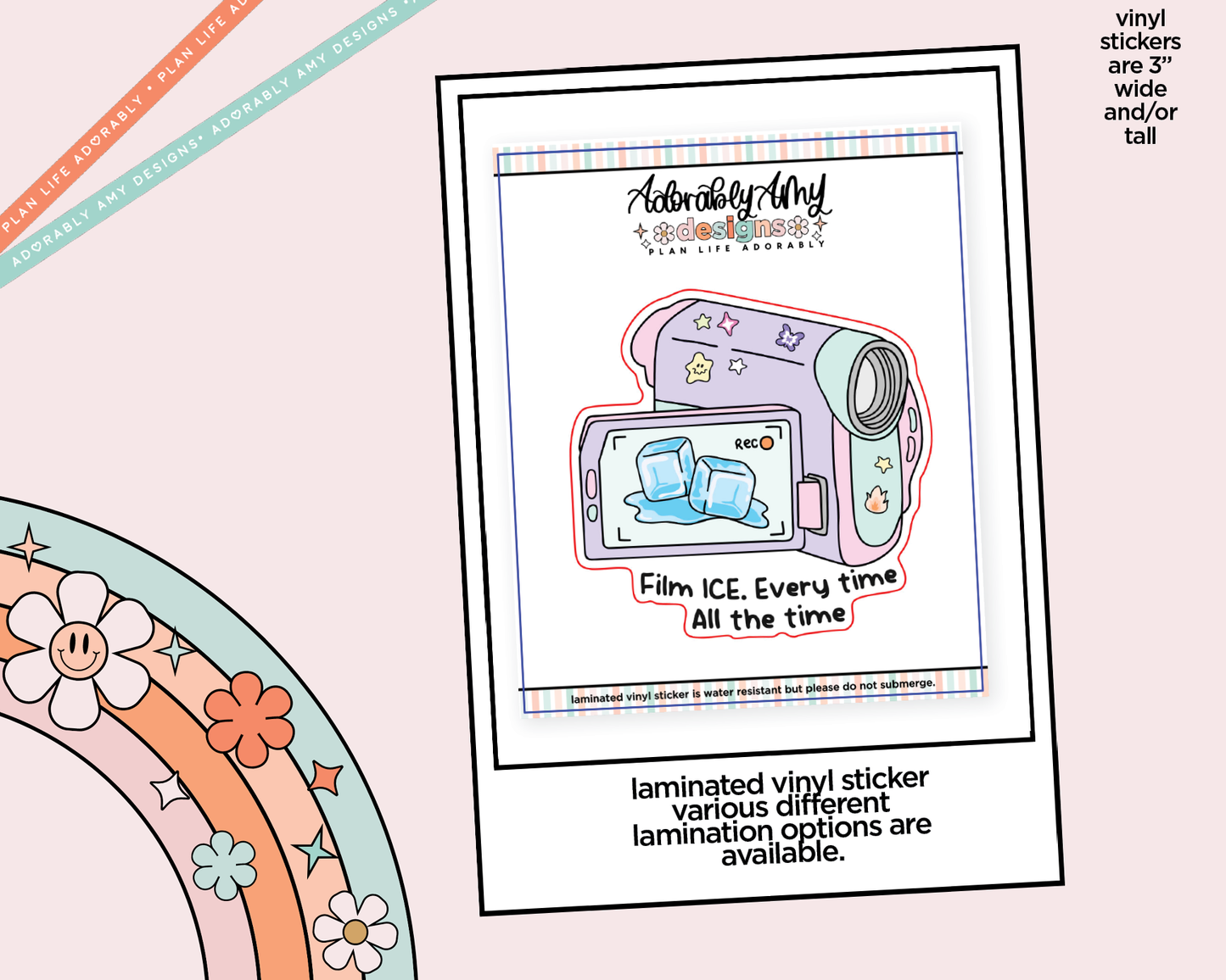 Laminated Vinyl Large Diecut Stickers - Film Ice - All the Time - Adorably Amy Designs