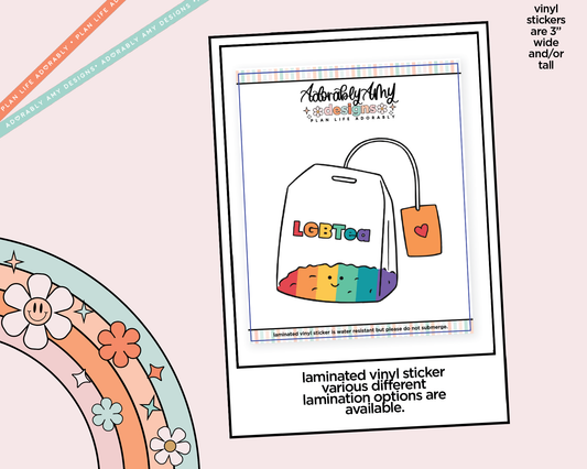 Laminated Vinyl Large Diecut Stickers - LGBTea - Adorably Amy Designs