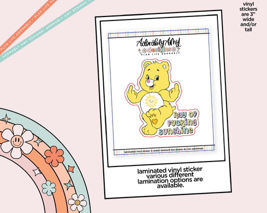 Laminated Vinyl Large Diecut Stickers - Ray of Fucking Sunshine - Adorably Amy Designs