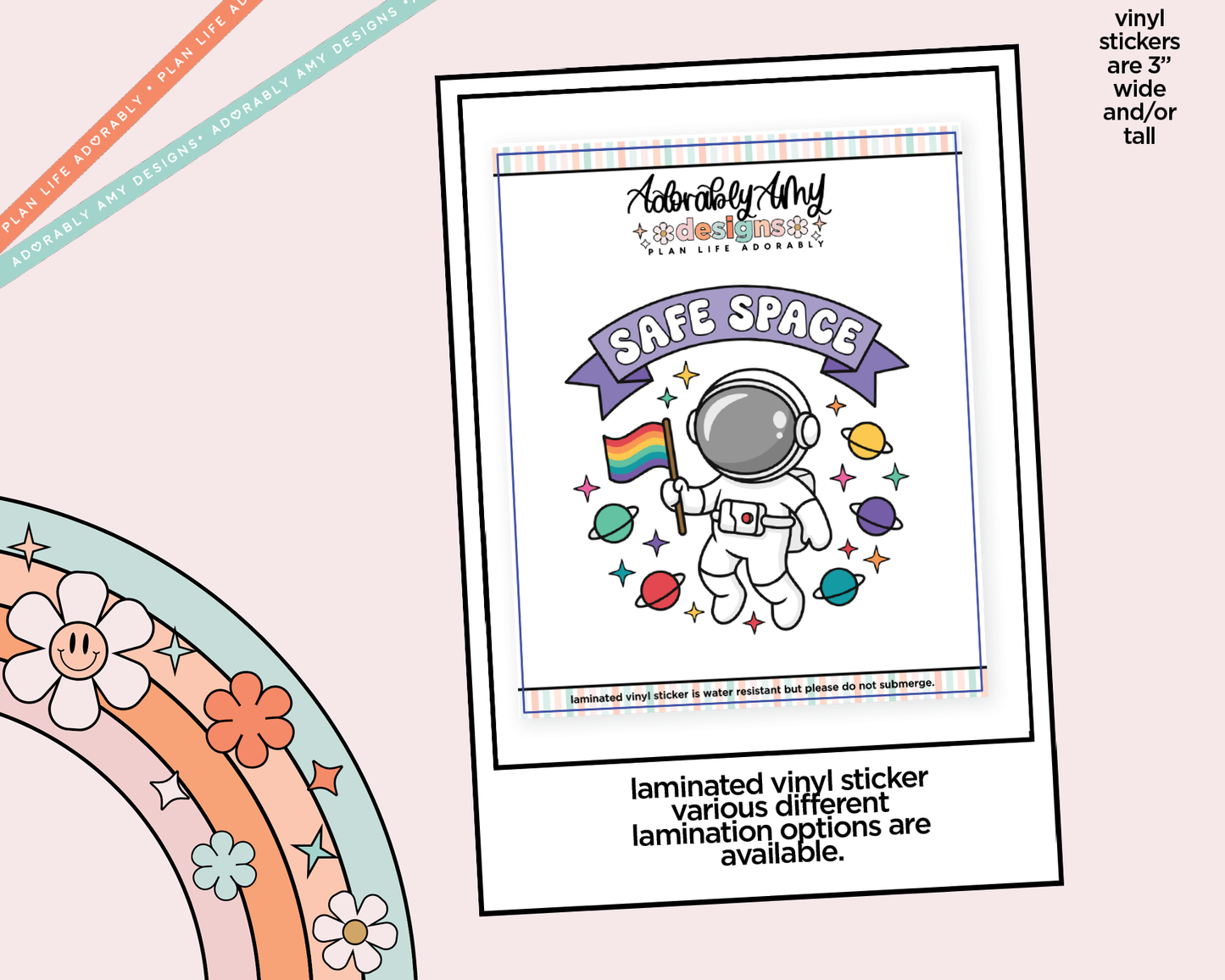 Laminated Vinyl Large Diecut Stickers - Safe Space - Adorably Amy Designs