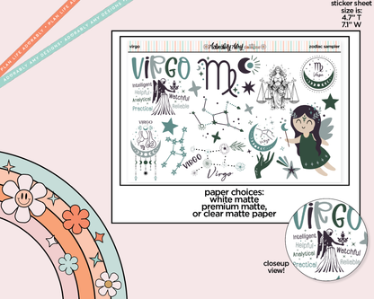 Zodiac Collection Virgo Deco Typography Sampler Planner Stickers