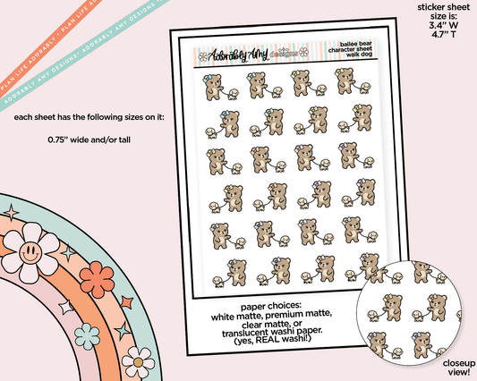 Bailee Bear Walk Dog Decoration Character Planner Stickers