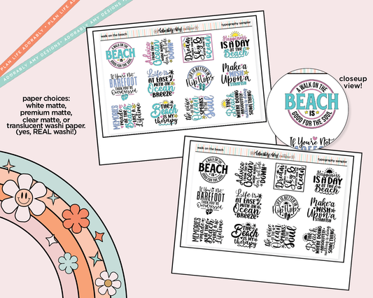 Walk on the Beach Typography Sampler Planner Stickers