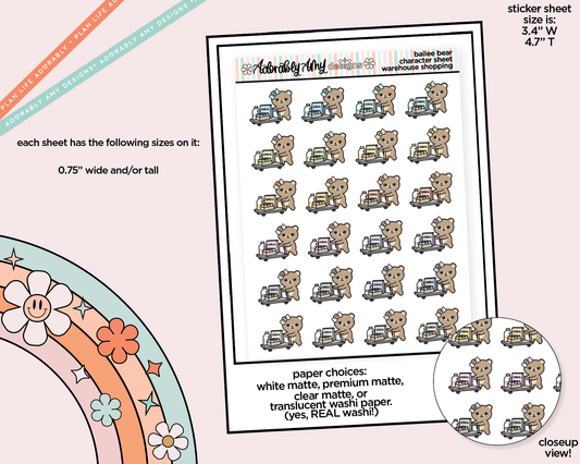 Bailee Bear Warehouse Shopping Decoration Planner Stickers