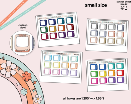 Rainbow Doodle Washi-Heart Polaroid Boxes-Frames Small Size Planner Stickers - Adorably Amy Designs