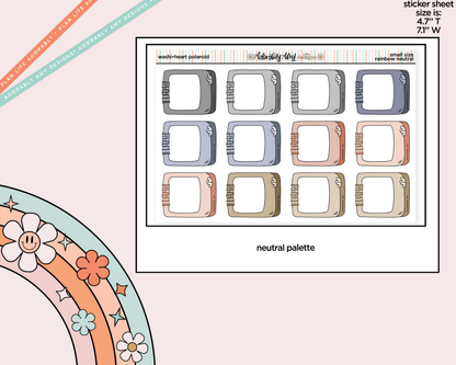 Rainbow Doodle Washi-Heart Polaroid Boxes-Frames Small Size Planner Stickers - Adorably Amy Designs