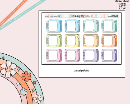 Rainbow Doodle Washi-Heart Polaroid Boxes-Frames Small Size Planner Stickers - Adorably Amy Designs