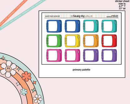 Rainbow Doodle Washi-Heart Polaroid Boxes-Frames Small Size Planner Stickers - Adorably Amy Designs