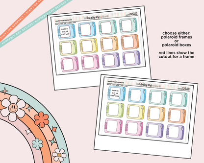 Rainbow Doodle Washi-Heart Polaroid Boxes-Frames Small Size Planner Stickers - Adorably Amy Designs