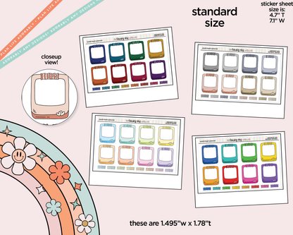 Rainbow Doodle Washi-Heart Polaroid Boxes-Frames Standard Size Planner Stickers - Adorably Amy Designs
