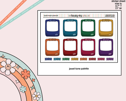 Rainbow Doodle Washi-Heart Polaroid Boxes-Frames Standard Size Planner Stickers - Adorably Amy Designs