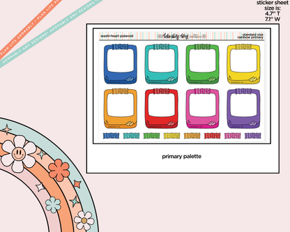 Rainbow Doodle Washi-Heart Polaroid Boxes-Frames Standard Size Planner Stickers - Adorably Amy Designs