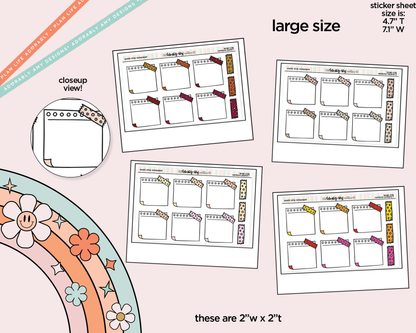 Rainbow Doodled Wash Strip Notepaper Boxes Large/Jumbo Size Stickers - Adorably Amy Designs