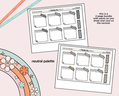 Rainbow Doodled Wash Strip Notepaper Boxes Large/Jumbo Size Stickers - Adorably Amy Designs