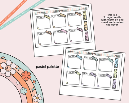 Rainbow Doodled Wash Strip Notepaper Boxes Large/Jumbo Size Stickers - Adorably Amy Designs