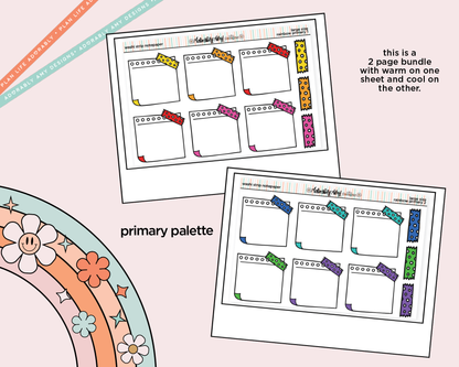 Rainbow Doodled Wash Strip Notepaper Boxes Large/Jumbo Size Stickers - Adorably Amy Designs
