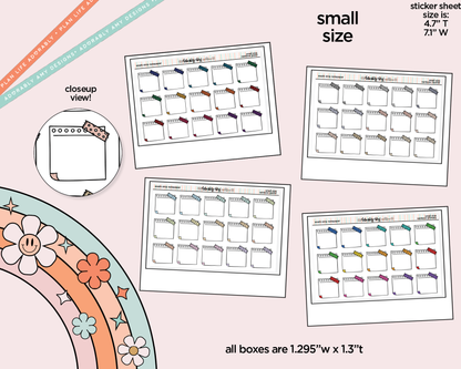 Rainbow Doodled Washi Strip Notepaper Boxes Small Size Planner Stickers - Adorably Amy Designs