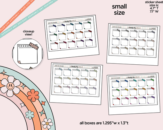 Rainbow Doodled Washi Strip Notepaper Boxes Small Size Planner Stickers - Adorably Amy Designs