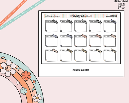 Rainbow Doodled Washi Strip Notepaper Boxes Small Size Planner Stickers - Adorably Amy Designs