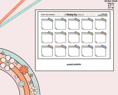 Rainbow Doodled Washi Strip Notepaper Boxes Small Size Planner Stickers - Adorably Amy Designs