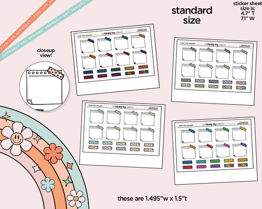 Rainbow Doodled Washi Strip Notepaper Boxes Standard Size Stickers - Adorably Amy Designs