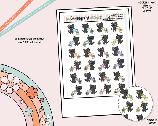 Toothless Cat Water Plants - Water Flowers Decoration Character Planner Stickers - Adorably Amy Designs