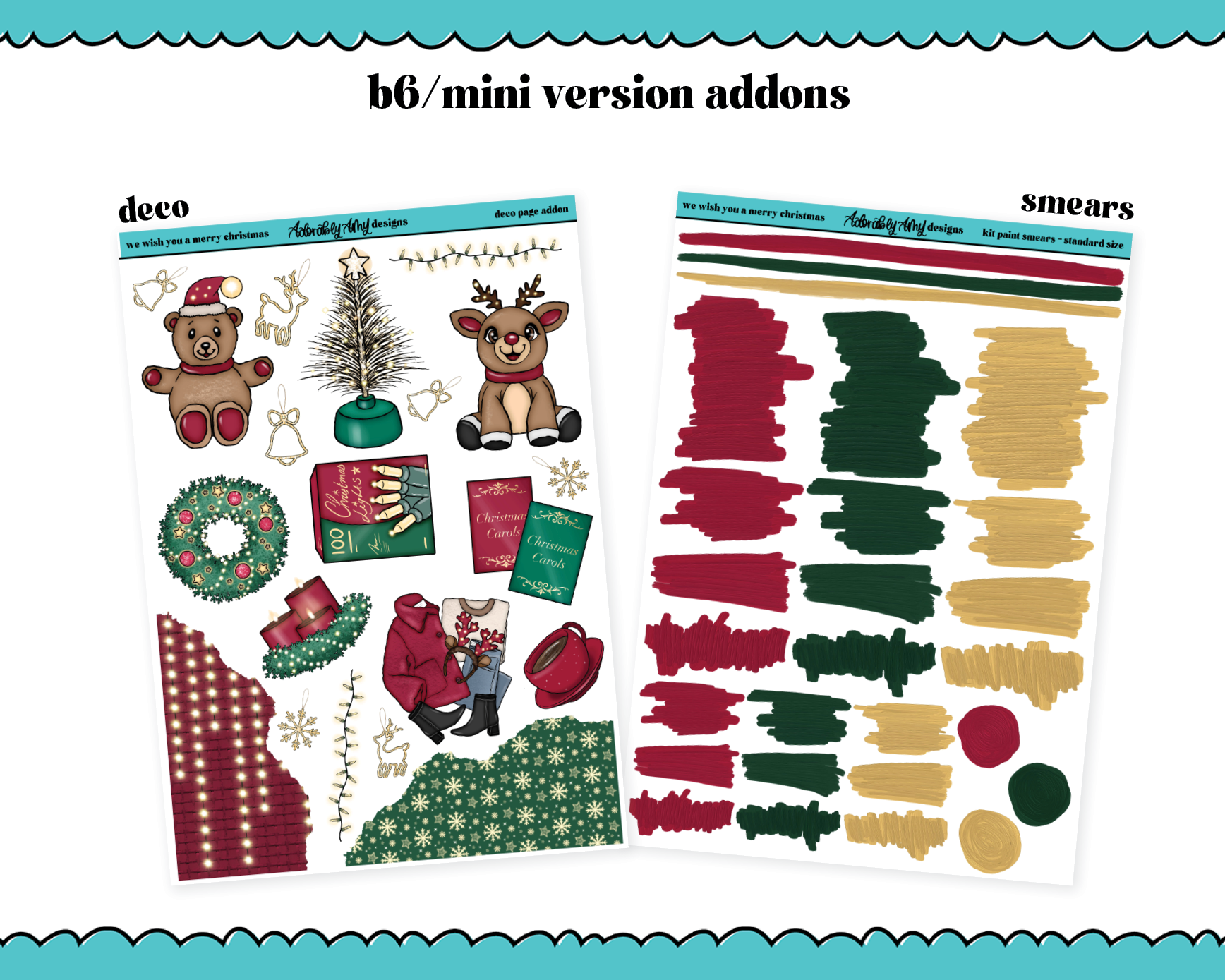 Mini B6 We Wish You a Merry Christmas Themed Weekly Planner Sticker Ki –  Adorably Amy Designs