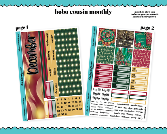 Hobonichi Cousin Monthly Pick Your Month We Wish You a Merry Christmas Planner Sticker Kit for Hobo Cousin or Similar Planners