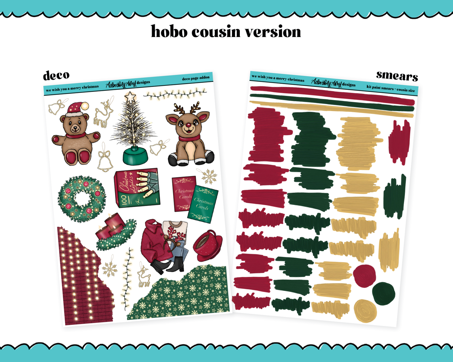 Hobonichi Cousin Weekly We Wish You a Merry Christmas Themed Planner Sticker Kit for Hobo Cousin or Similar Planners