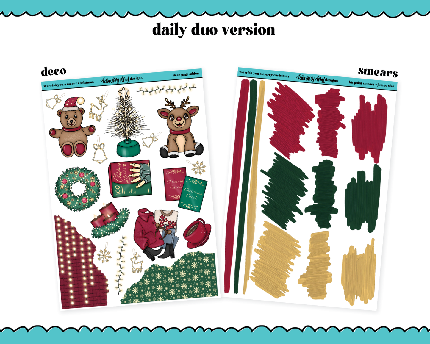 Daily Duo We Wish You a Merry Christmas Themed Weekly Planner Sticker Kit for Daily Duo Planner