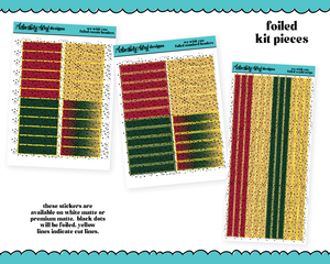 Foiled We Wish You a Merry Christmas Themed Headers or Long Strips Planner Stickers for any Planner or Insert