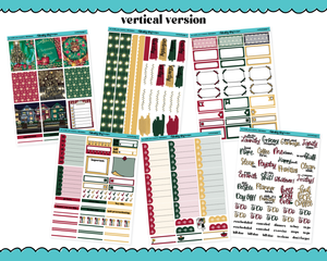 Vertical We Wish You a Merry Christmas Themed Planner Sticker Kit for Vertical Standard Size Planners or Inserts