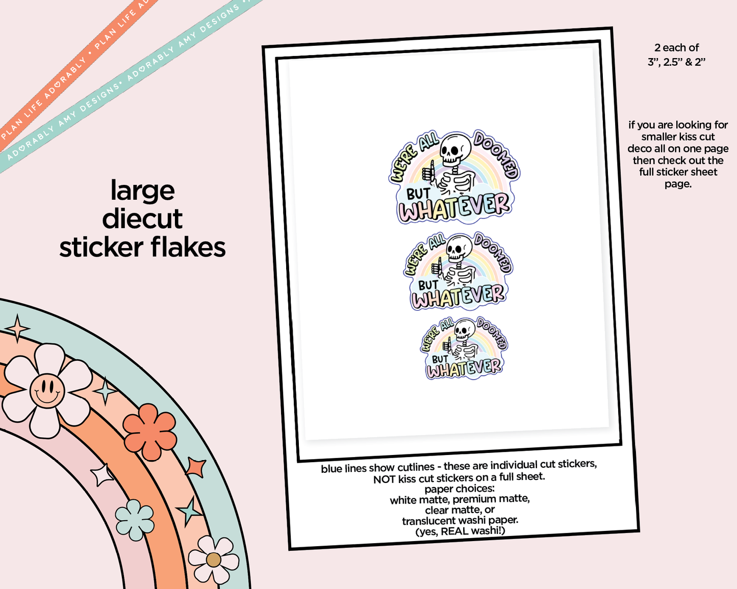 We're All Doomed But Whatever Typography Sampler Planner Stickers