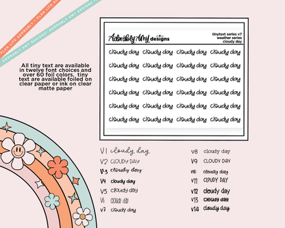 Foiled Tiny Text Series - Weather Series - Cloudy Day Planner Sticker Sheet