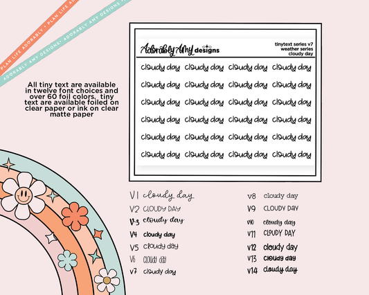 Foiled Tiny Text Series - Weather Series - Cloudy Day Planner Sticker Sheet