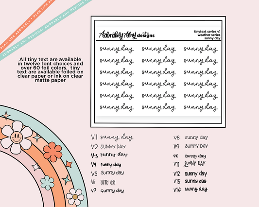 Foiled Tiny Text Series - Weather Series - Sunny Day Planner Sticker Sheet